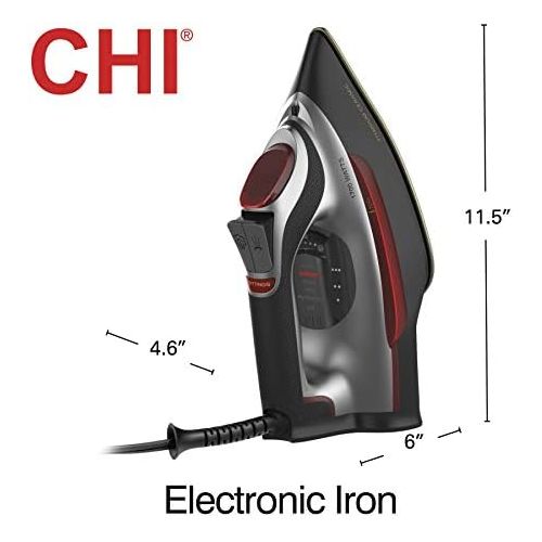  [아마존베스트]CHI Steam Iron for Clothes with Electronic Temperature Control, Titanium Infused Ceramic Soleplate, 1700 Watts, XL 10’ Cord, 3-Way Auto Shutoff, 300+ Holes, Professional Grade, Sil