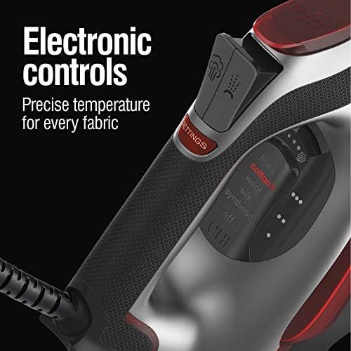  [아마존베스트]CHI Steam Iron for Clothes with Electronic Temperature Control, Titanium Infused Ceramic Soleplate, 1700 Watts, XL 10’ Cord, 3-Way Auto Shutoff, 300+ Holes, Professional Grade, Sil