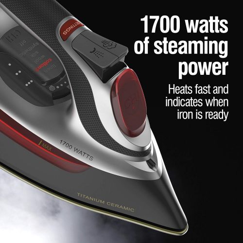  [아마존베스트]CHI Steam Iron for Clothes with Electronic Temperature Control, Titanium Infused Ceramic Soleplate, 1700 Watts, XL 10’ Cord, 3-Way Auto Shutoff, 300+ Holes, Professional Grade, Sil