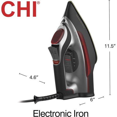  [아마존베스트]CHI Steam Iron for Clothes with Electronic Temperature Control, Titanium Infused Ceramic Soleplate, 1700 Watts, XL 10’ Cord, 3-Way Auto Shutoff, 300+ Holes, Professional Grade, Sil