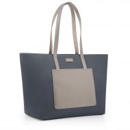 CHICECO Women’s Top Zip Tote Bag with Large Exterior Slip Pocket - Grey/Khaki