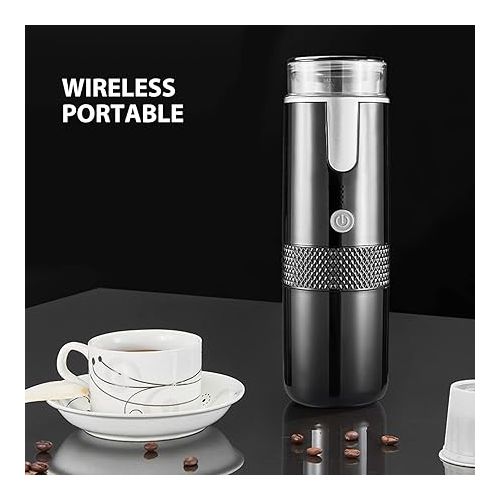  CHICIRIS Portable Coffee Machine Compatible for K Cup Capsules Ground Coffee Handheld Coffee Maker Manually Operated for Camping Hiking One Button Operation