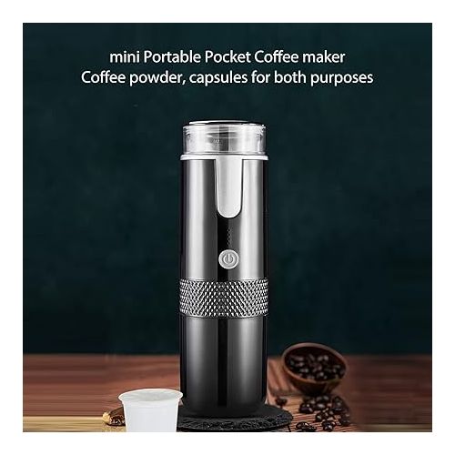  CHICIRIS Portable Coffee Machine Compatible for K Cup Capsules Ground Coffee Handheld Coffee Maker Manually Operated for Camping Hiking One Button Operation