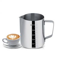 CHICIRIS Stainless Steel Milk Jug,600ml Milk Jug for Coffee Machine,Espresso Coffee Cup Mugs with Measurement,Milk Pitcher Jugs for Espresso Machines, Milk Frothers, Latte Art