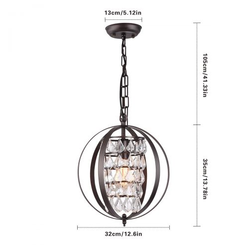  CHICLUX Globe Chandeliers Crystal Oil Rubbed Bronze Chandelier Lighting Vintage Light Fixture 1 Light