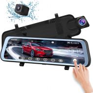 [아마존베스트]CHICOM 10 inch Dash Cam Mirror Full Touch Screen Backup Camera Dash Cam Front and Rear Dual Camera 1080P HD Rear View Camera G-Sensor, Loop Recording, Time-Lapse（V21）