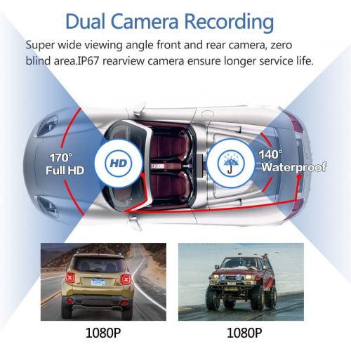 [아마존베스트]CHICOM 10 inch Dash Cam Mirror Full Touch Screen Backup Camera Dash Cam Front and Rear Dual Camera 1080P HD Rear View Camera G-Sensor, Loop Recording, Time-Lapse（V21）