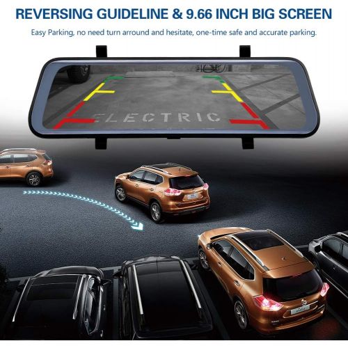  [아마존베스트]CHICOM 10 inch Dash Cam Mirror Full Touch Screen Backup Camera Dash Cam Front and Rear Dual Camera 1080P HD Rear View Camera G-Sensor, Loop Recording, Time-Lapse（V21）