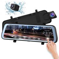 [아마존베스트]CHICOM V21 9.66 inch Mirror Dash Cam Touch Full Screen ; 1080P 170° Full HD Front Camera;1080P 140°Wide Angle Full HD Rear View Camera；Time-Lapse Photography