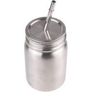 [아마존베스트]CHICTRY Stainless Steel Mason Jar with Lid and Straw Unbreakable Dishwasher Safe Drinking Tumbler Cup for Kids Adult Silver Double-Wall 500ml