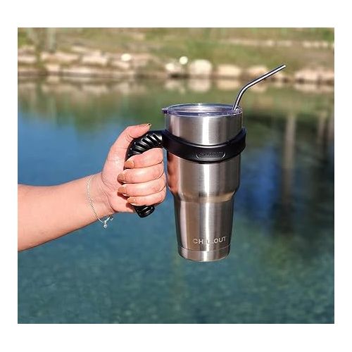  CHILLOUT LIFE Handle for YETI Cup 30 oz - Ozark Trail 30 oz Tumblers, Comfortable Replacement Handle for 30 oz YETI Tumbler & More (Black Handle Only)