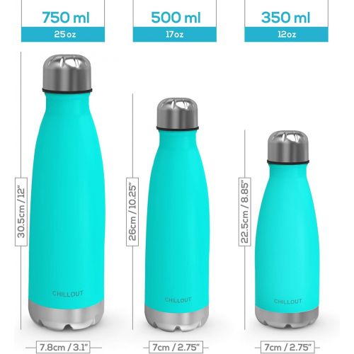  CHILLOUT LIFE Stainless Steel Water Bottle: 17 oz Double Wall Insulated Cola Bottle Shape for Cold and Warm Drinks, BPA Free Metal Sports Bottle