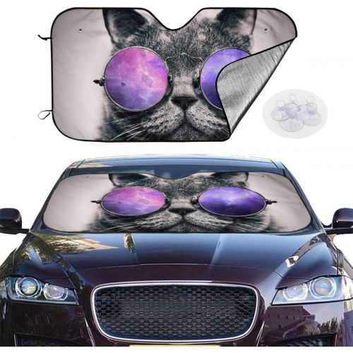  CHILL·TEK Cool Cat with Sunglasses 2 Universal Vehicle Front Window Visor Protector Keep Your Car Cool Size 51.2x27.5 Inch