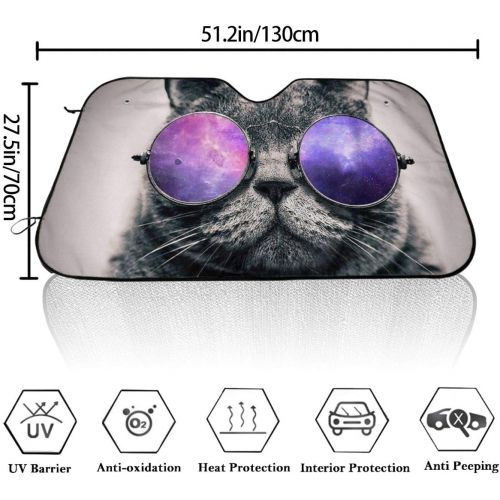  CHILL·TEK Cool Cat with Sunglasses 2 Universal Vehicle Front Window Visor Protector Keep Your Car Cool Size 51.2x27.5 Inch