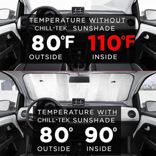  CHILL·TEK Cool Cat with Sunglasses 2 Universal Vehicle Front Window Visor Protector Keep Your Car Cool Size 51.2x27.5 Inch