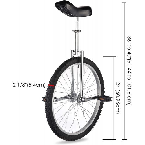  CHIMAERA 24 Wheel Unicycle Skid-Proof Chrome Outdoor Cycling Hobby Circus Recreational