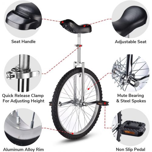  CHIMAERA 24 Wheel Unicycle Skid-Proof Chrome Outdoor Cycling Hobby Circus Recreational