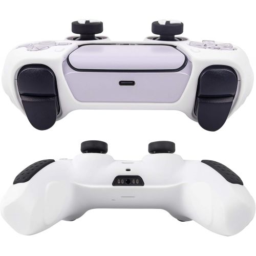  [아마존베스트]PS5 Controller Grip Cover, Chin FAI Anti-Slip Silicone Skin Protective Cover Case for Playstation 5 DualSense Wireless Controller with 6 Thumb Grip Caps (Dual Color-White & Black)