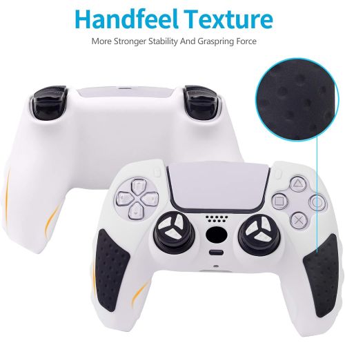  [아마존베스트]PS5 Controller Grip Cover, Chin FAI Anti-Slip Silicone Skin Protective Cover Case for Playstation 5 DualSense Wireless Controller with 6 Thumb Grip Caps (Dual Color-White & Black)