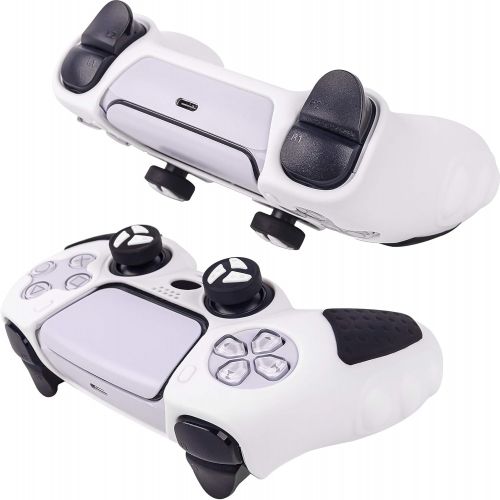  [아마존베스트]PS5 Controller Grip Cover, Chin FAI Anti-Slip Silicone Skin Protective Cover Case for Playstation 5 DualSense Wireless Controller with 6 Thumb Grip Caps (Dual Color-White & Black)