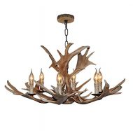 CHIRPSSTAG EFFORTINC Vintage Style Resin Deer Horn Antler Chandelier,6Lights(Bulbs Not Included)