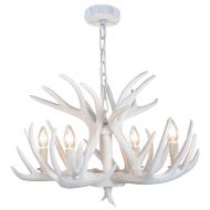 CHIRPSSTAG EFFORTINC Resin Antler chandelier white Antler chandelier Living Room Dining room Easy Installation (4 Lights)