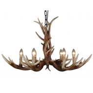 CHIRPSSTAG EFFORTINC Antlers vintage Style resin 6 light chandeliers, American rural countryside antler chandeliers,Living room,Bar,Cafe, Dining room deer horn chandeliers