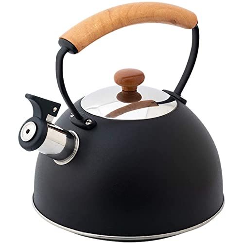  CHLDDHC 3L Kettle Induction Whistling Kettle Made Of Stainless Steel, Kettle For Tea Coffee, With Heat resistant Wooden Handle, For Induction Stove Gas Stove Wood Stove Gas Camping