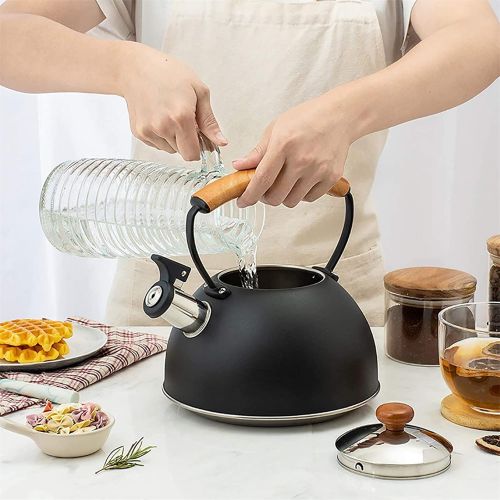  CHLDDHC 3L Kettle Induction Whistling Kettle Made Of Stainless Steel, Kettle For Tea Coffee, With Heat resistant Wooden Handle, For Induction Stove Gas Stove Wood Stove Gas Camping