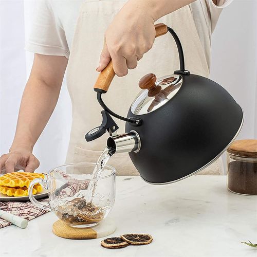  CHLDDHC 3L Kettle Induction Whistling Kettle Made Of Stainless Steel, Kettle For Tea Coffee, With Heat resistant Wooden Handle, For Induction Stove Gas Stove Wood Stove Gas Camping