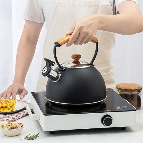  CHLDDHC 3L Kettle Induction Whistling Kettle Made Of Stainless Steel, Kettle For Tea Coffee, With Heat resistant Wooden Handle, For Induction Stove Gas Stove Wood Stove Gas Camping