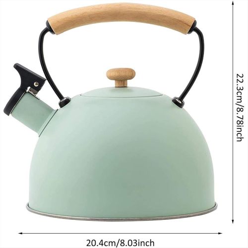  CHLDDHC Kettle 2.5 Liter Induction Whistling Kettle Stainless Steel Tea Kettle, For Gas Cookers, Induction Cookers, Electric Ceramic Ovens, Halogen, Wood Stoves, Silicone coated Handle