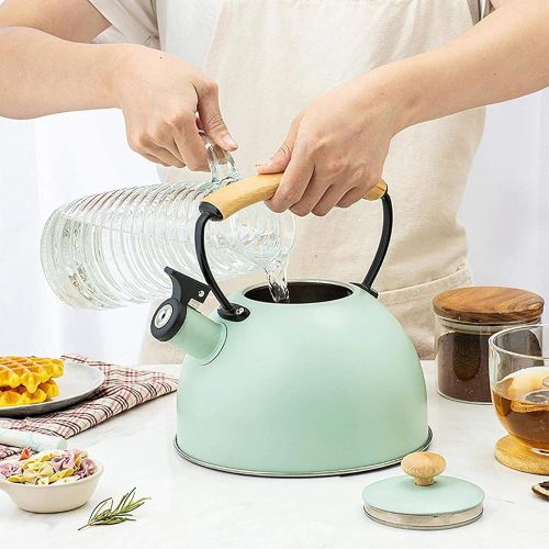  CHLDDHC Kettle 2.5 Liter Induction Whistling Kettle Stainless Steel Tea Kettle, For Gas Cookers, Induction Cookers, Electric Ceramic Ovens, Halogen, Wood Stoves, Silicone coated Handle