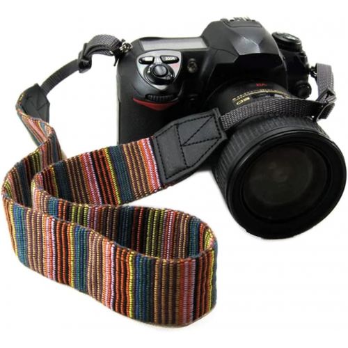  [아마존베스트]CHMETE Bohemia Vintage Universal Adjustable Camera Camcorder Shoulder Neck Strap Belt with Harness Adapter Fits for DSLR Camera