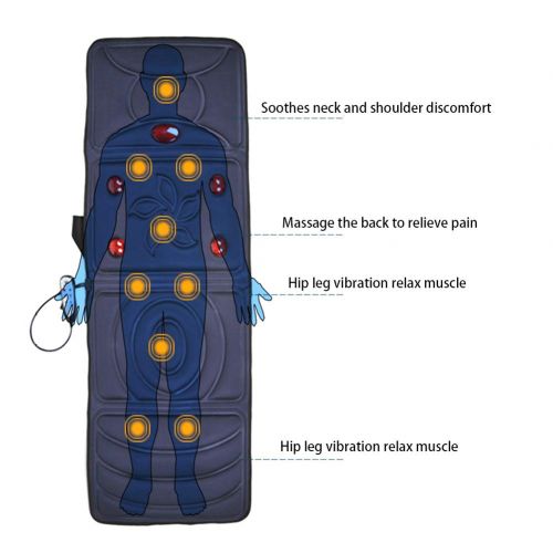  CHNG Full Body Massager Mat Mattress/with Heat Hot Compress Vibration and 9 Vibrating Motors for Neck Lower Back Lumbar Leg for Muscle Pain Relief,3 Adjustable Speed,Blue