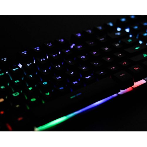  CHONCHOW Gaming LED Wired Keyboard and Mouse Combo with Emitting Character 4800DPI 2 Side Button USB Mouse Rainbow Backlit Mechanical Feeling Compatible with PC Raspberry Pi Mac Xbox one ps