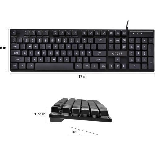  CHONCHOW Gaming LED Wired Keyboard and Mouse Combo with Emitting Character 4800DPI 2 Side Button USB Mouse Rainbow Backlit Mechanical Feeling Compatible with PC Raspberry Pi Mac Xbox one ps