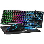 RGB Gaming Keyboard and Mouse Combo, CHONCHOW TKL Compact 87 Keys Backlit Small Computer Keyboard with Gaming Mouse, USB Wired Set for PC PS4 Xbox Laptop