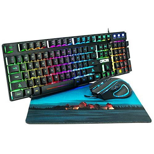  RGB Gaming Keyboard and Mouse Combo CHONCHOW 991b Rainbow Led Backlit 7 Colors Office Device Ergonomic Keyboard with Mice 3200 DPI Compatible with PS4 Xbox one Windows Mac PC