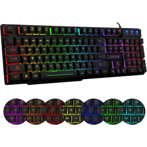  RGB Gaming Keyboard and Mouse Combo CHONCHOW 991b Rainbow Led Backlit 7 Colors Office Device Ergonomic Keyboard with Mice 3200 DPI Compatible with PS4 Xbox one Windows Mac PC