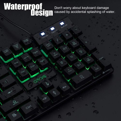  RGB Gaming Keyboard and Mouse Combo CHONCHOW 991b Rainbow Led Backlit 7 Colors Office Device Ergonomic Keyboard with Mice 3200 DPI Compatible with PS4 Xbox one Windows Mac PC