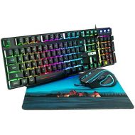 [아마존베스트]RGB Gaming Keyboard and Mouse Combo CHONCHOW 991b Rainbow Led Backlit 7 Colors Office Device Ergonomic Keyboard with Mice 3200 DPI Adjustable Compatible with PS4/Ps3 Xbox one Windo