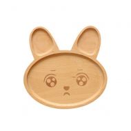 CHOOLD Cute Cartoon Bunny Shaped Beech Wood Dinner Plate Divided Plate Dessert Plate Salad Plates Serving Plates Cake Snack Candy Plate
