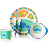 CHOOLD Cute Cartoon Whale Dinnerware Set Divided Plates Feeding Tray Eco-Friendly Bamboo Dinner Set for Infants Toddlers 5pcs