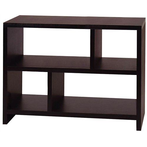  CHOOSEandBUY Modern 2-Shelf Bookcase Console Table in Espresso Black Wood Finish Bookcase Storage Shelf Bookshelf Wood