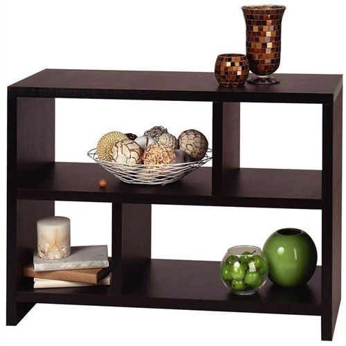  CHOOSEandBUY Modern 2-Shelf Bookcase Console Table in Espresso Black Wood Finish Bookcase Storage Shelf Bookshelf Wood