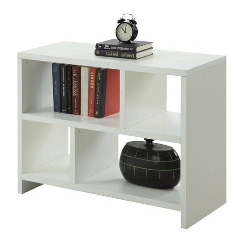  CHOOSEandBUY White 2-Shelf Modern Bookcase Console Table Bookcase Storage Shelf Bookshelf Wood