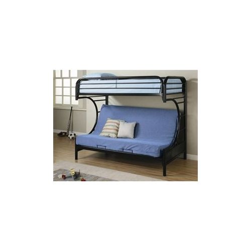  Black Metal Twin Over Full Futon Bunk Bed with Built-in Ladder Headboard Bookcase Storage Wood CHOOSEandBUY