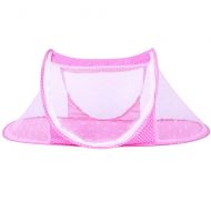CHRISLZ Ultra Thin Summer Mosquito Net for Children,Portable Folding Baby Travel Bed Crib Baby Cots Newborn Foldable Crib (Pink-Thin)