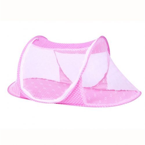  CHRISLZ Ultra Thin Summer Mosquito Net for Children,Portable Folding Baby Travel Bed Crib Baby Cots Newborn Foldable Crib (Pink-Thin)